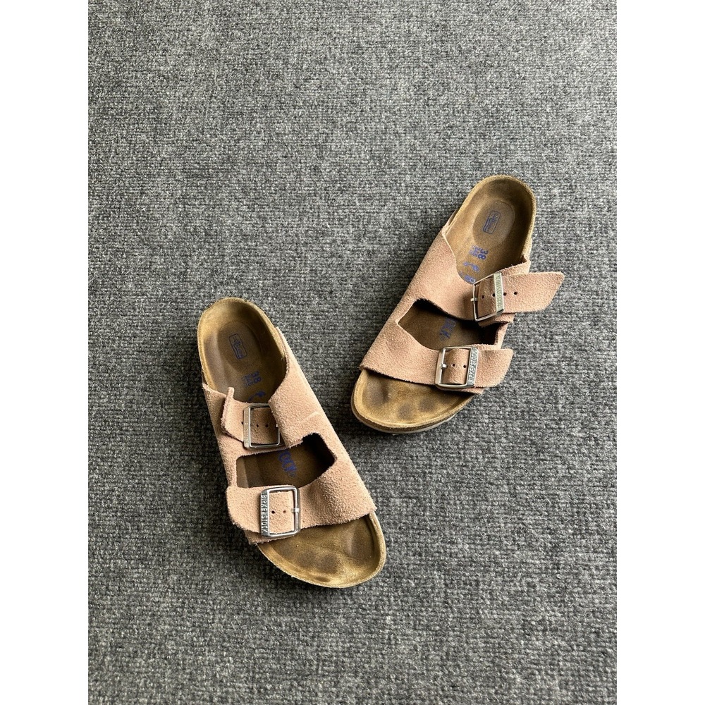 Womens Birkenstock Arizona Suede Soft Footbed Sandals Made Germany Size 7 EU 38